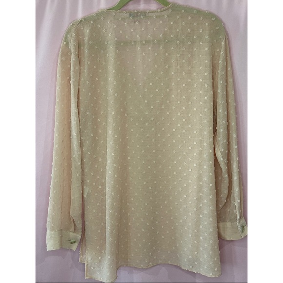 Vince Camuto Sheer Textured V Neck Pullover Blouse- Sz Small - Picture 2 of 10